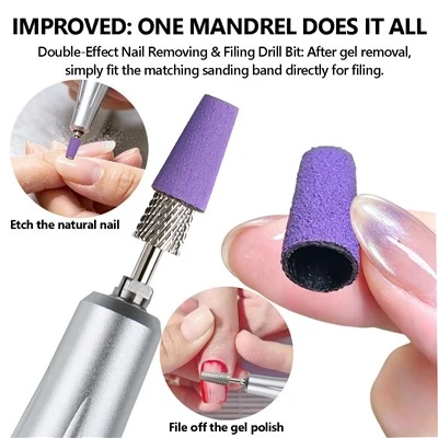 Dual-Function Tapered Nail Drill Bit & 6PCS Sanding Bands Set